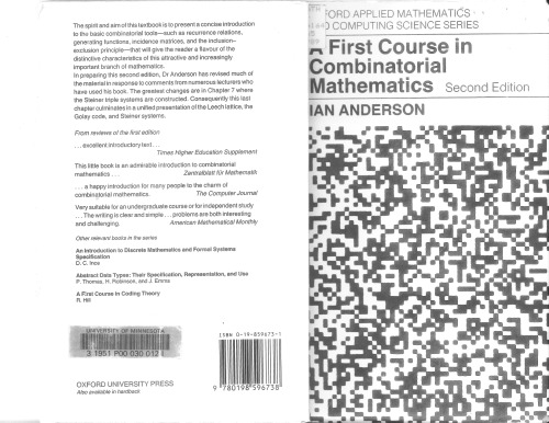 A First Course in Combinatorial Mathematics